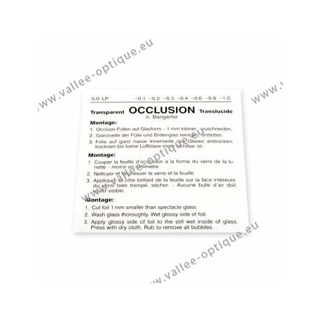 Feuille d'occlusion 0,0 (opaque) - 1 pièce