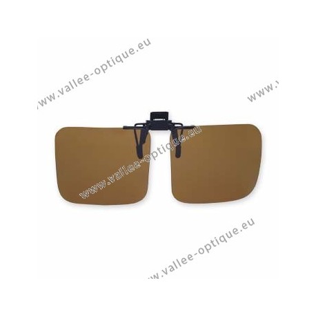 Polarized spring flip up glasses - metal mechanism - square shape - brown