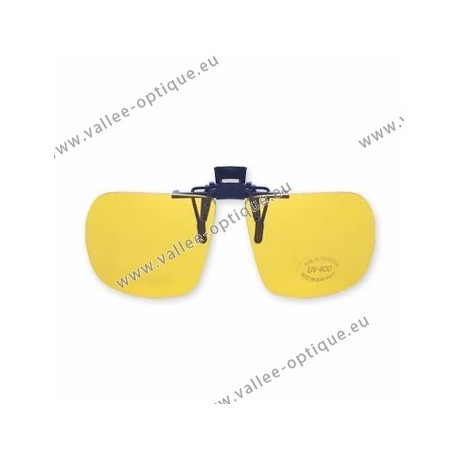 Non polarized spring flip up glasses - plastic mechanism - yellow