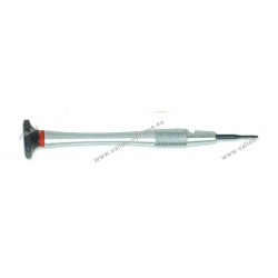 Screwdriver with chrome plated ergonomic handle and Ø 1.0 mm flat blade