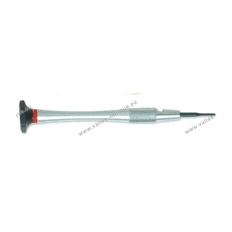 Screwdriver with chrome plated ergonomic handle and Ø 1.0 mm flat blade