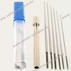 Set of hand cutting broaches in plastic tube