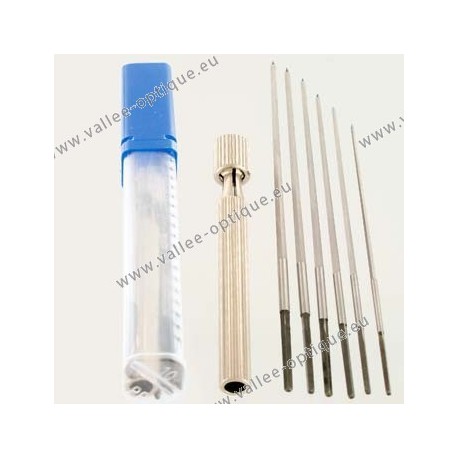 Set of hand cutting broaches in plastic tube