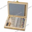 Set of screwdriver in wooden storage box