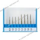 Set of 8 flat shank taps and 2 center finders for TA-200