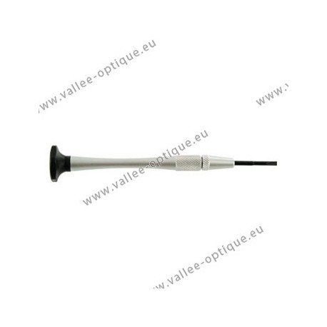 Screwdriver with screw chuck, chrome plated ergonomic handle and Ø 1.5 mm flat blade