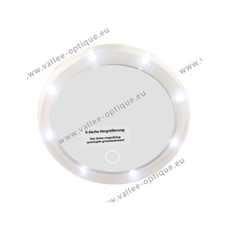 magnifying suction cup mirror, led lighted