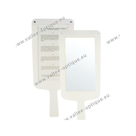 Hand held mirror, 1 mirror side, 1 reading side