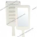 Hand held mirror, 1 mirror side, 1 reading side