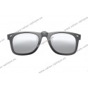 Polarized spring flip up glasses with plastic frame, miror silver lenses