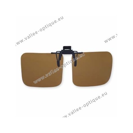 Polarized spring flip up glasses - plastic mechanism - large size - brown